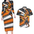 Greater Western Sydney Giants Australian Football Couples Matching Long Sleeve Bodycon Dress and Hawaiian Shirt Athletic Hero Mascot With Indigenous Pattern Art