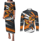 Greater Western Sydney Giants Australian Football Couples Matching Puletasi and Long Sleeve Button Shirt Athletic Hero Mascot With Indigenous Pattern Art