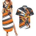 Greater Western Sydney Giants Australian Football Couples Matching Summer Maxi Dress and Hawaiian Shirt Athletic Hero Mascot With Indigenous Pattern Art