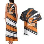Greater Western Sydney Giants Australian Football Couples Matching Tank Maxi Dress and Hawaiian Shirt Athletic Hero Mascot With Indigenous Pattern Art