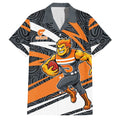 Greater Western Sydney Giants Australian Football Family Matching Off Shoulder Maxi Dress and Hawaiian Shirt Athletic Hero Mascot With Indigenous Pattern Art