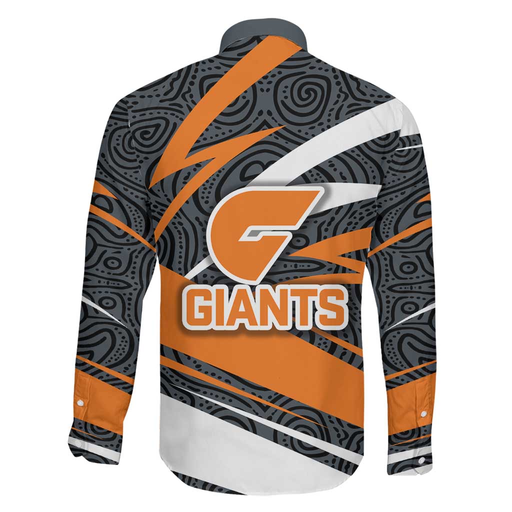 Greater Western Sydney Giants Australian Football Family Matching Off Shoulder Maxi Dress and Hawaiian Shirt Athletic Hero Mascot With Indigenous Pattern Art