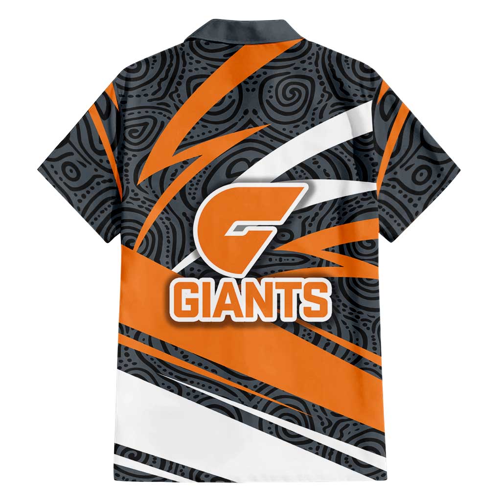 Greater Western Sydney Giants Australian Football Family Matching Off Shoulder Short Dress and Hawaiian Shirt Athletic Hero Mascot With Indigenous Pattern Art
