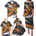 Greater Western Sydney Giants Australian Football Family Matching Puletasi and Hawaiian Shirt Athletic Hero Mascot With Indigenous Pattern Art