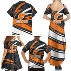 Greater Western Sydney Giants Australian Football Family Matching Summer Maxi Dress and Hawaiian Shirt Athletic Hero Mascot With Indigenous Pattern Art