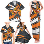 Greater Western Sydney Giants Australian Football Family Matching Tank Maxi Dress and Hawaiian Shirt Athletic Hero Mascot With Indigenous Pattern Art