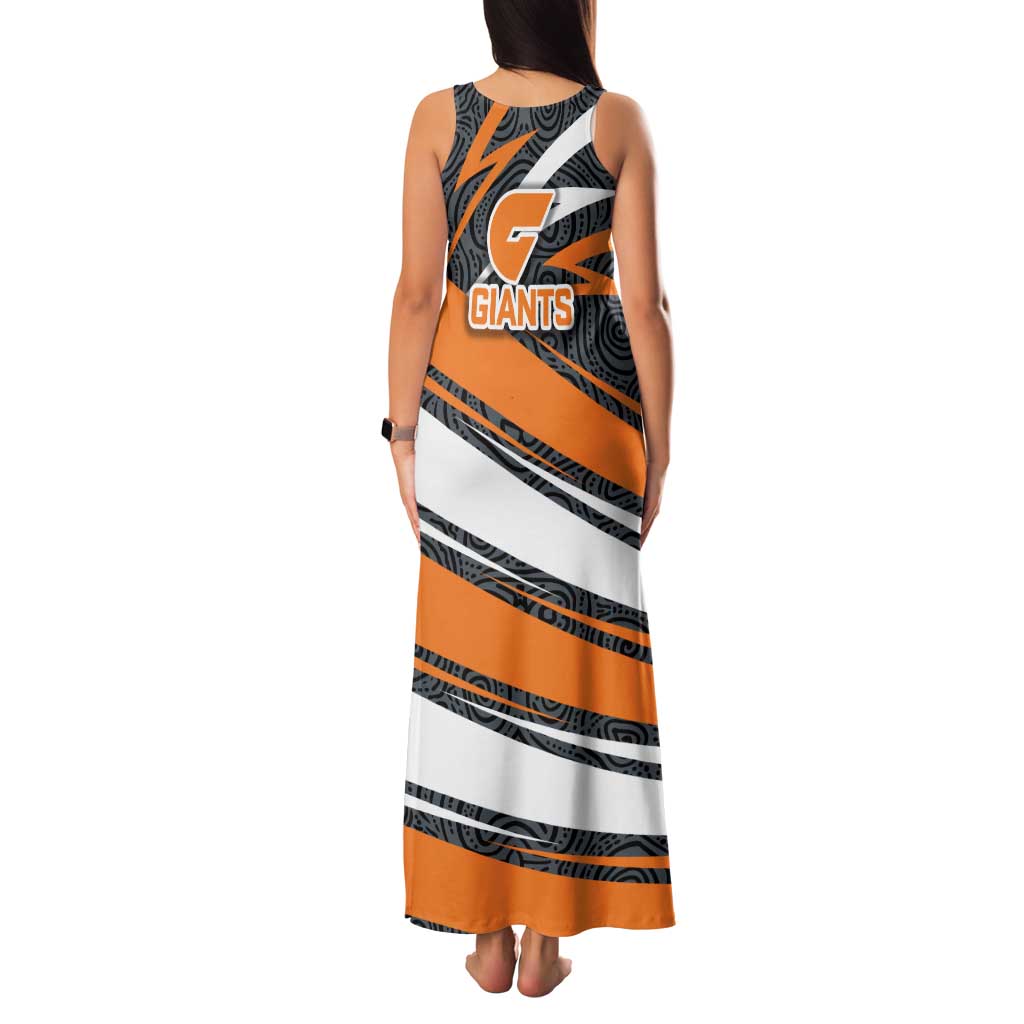 Greater Western Sydney Giants Australian Football Family Matching Tank Maxi Dress and Hawaiian Shirt Athletic Hero Mascot With Indigenous Pattern Art