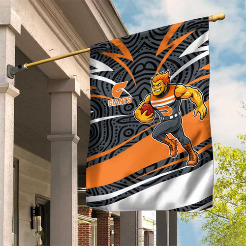 Greater Western Sydney Giants Australian Football Garden Flag Athletic Hero Mascot With Indigenous Pattern Art