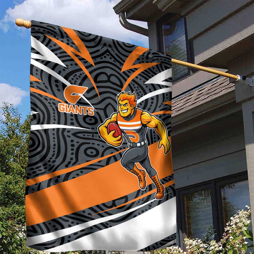 Greater Western Sydney Giants Australian Football Garden Flag Athletic Hero Mascot With Indigenous Pattern Art