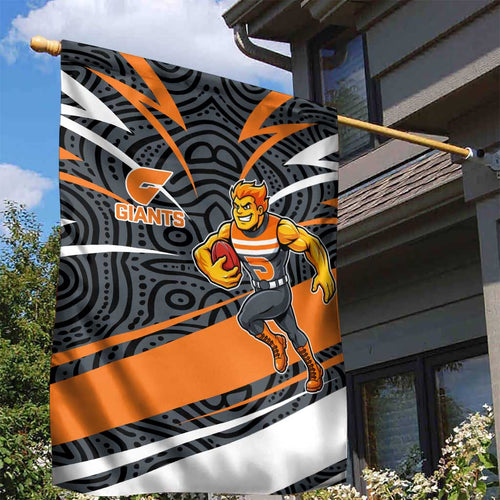 Greater Western Sydney Giants Australian Football Garden Flag Athletic Hero Mascot With Indigenous Pattern Art