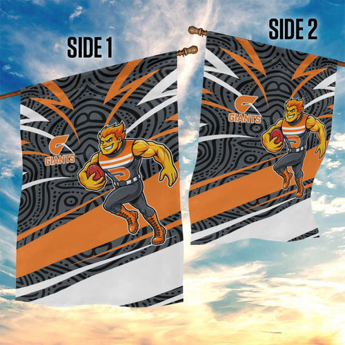 Greater Western Sydney Giants Australian Football Garden Flag Athletic Hero Mascot With Indigenous Pattern Art