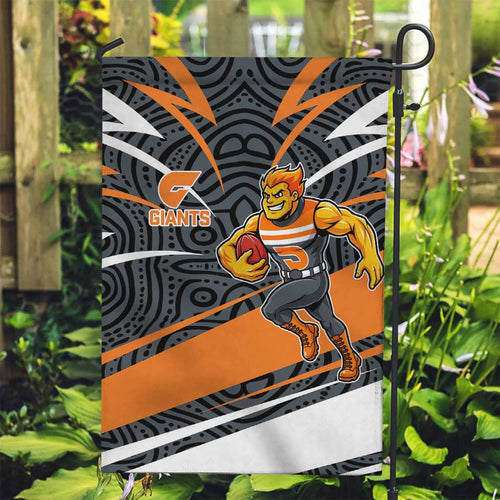 Greater Western Sydney Giants Australian Football Garden Flag Athletic Hero Mascot With Indigenous Pattern Art
