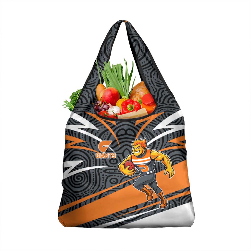 Greater Western Sydney Giants Australian Football Grocery Bag Athletic Hero Mascot With Indigenous Pattern Art
