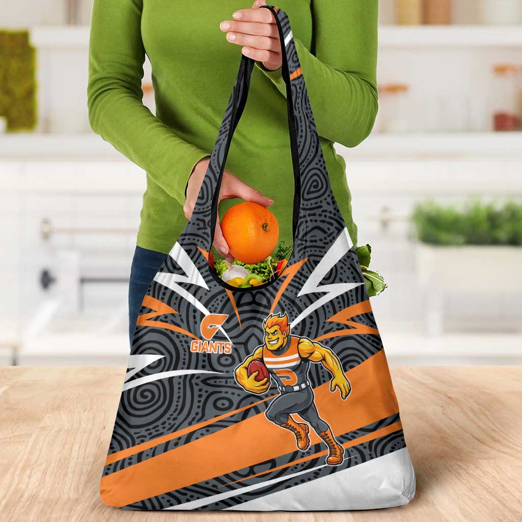 Greater Western Sydney Giants Australian Football Grocery Bag Athletic Hero Mascot With Indigenous Pattern Art