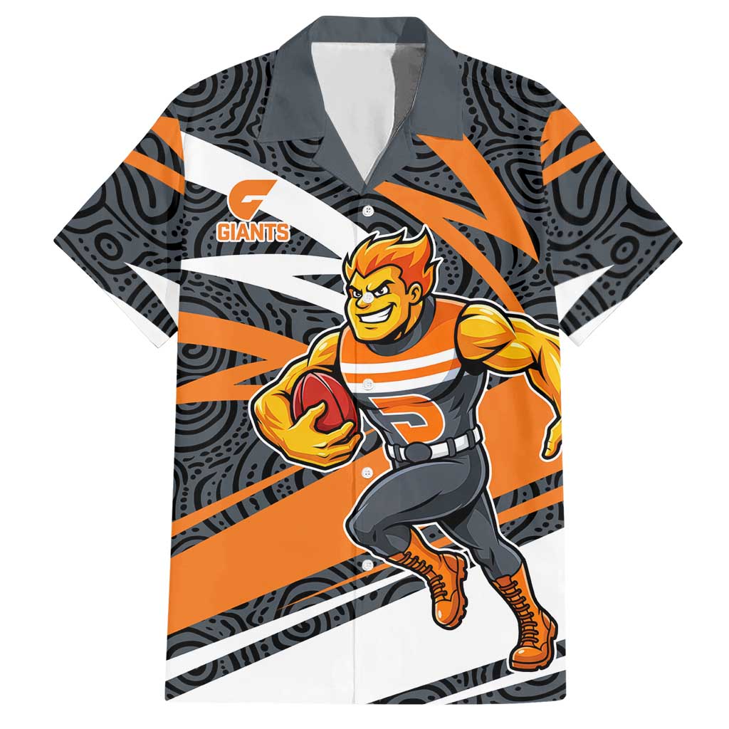 Greater Western Sydney Giants Australian Football Hawaiian Shirt Athletic Hero Mascot With Indigenous Pattern Art