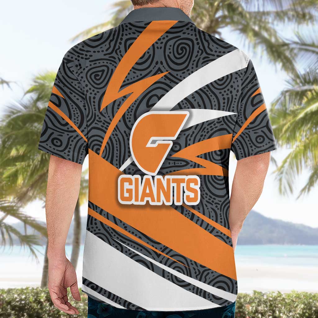 Greater Western Sydney Giants Australian Football Hawaiian Shirt Athletic Hero Mascot With Indigenous Pattern Art