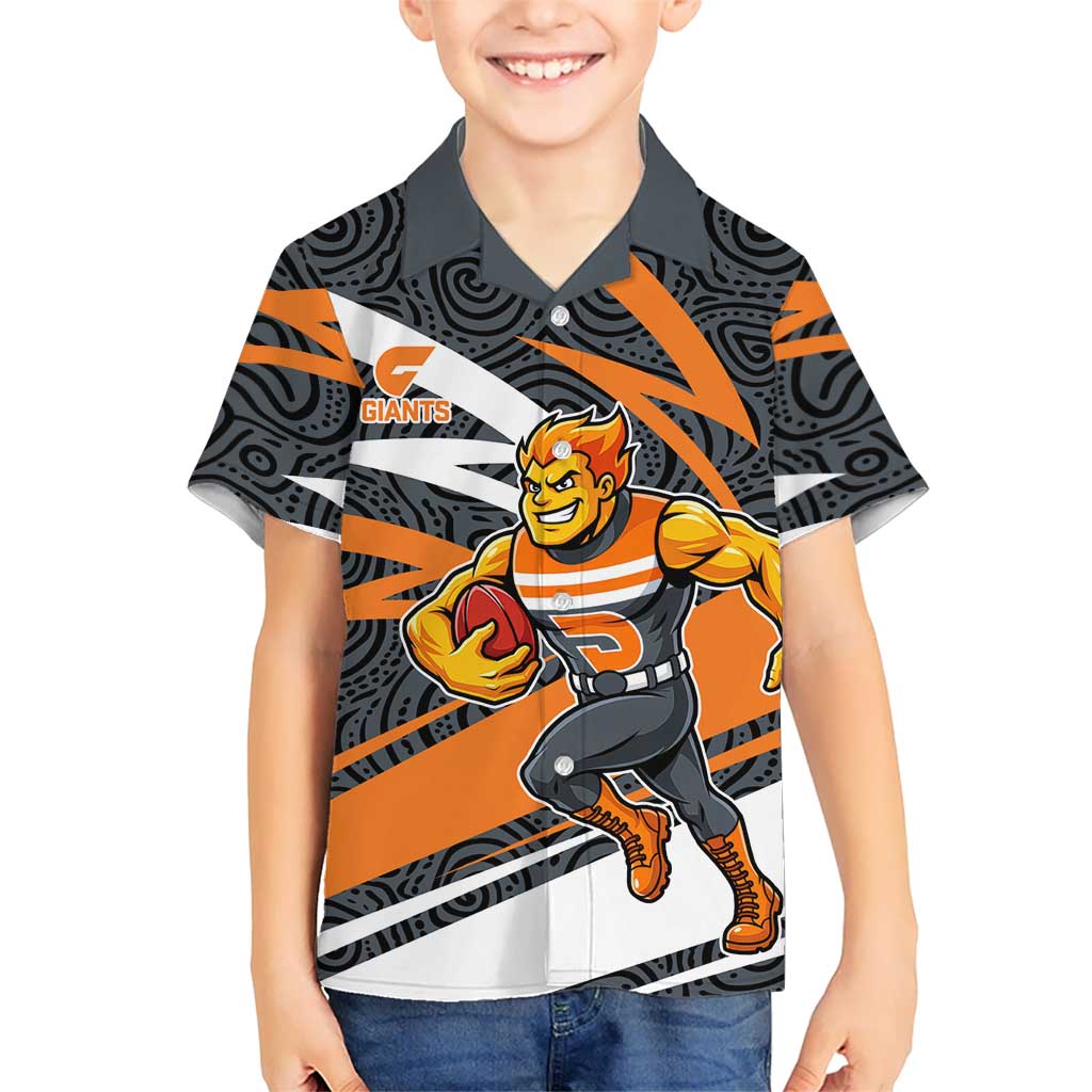 Greater Western Sydney Giants Australian Football Hawaiian Shirt Athletic Hero Mascot With Indigenous Pattern Art