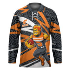 Greater Western Sydney Giants Australian Football Hockey Jersey Athletic Hero Mascot With Indigenous Pattern Art