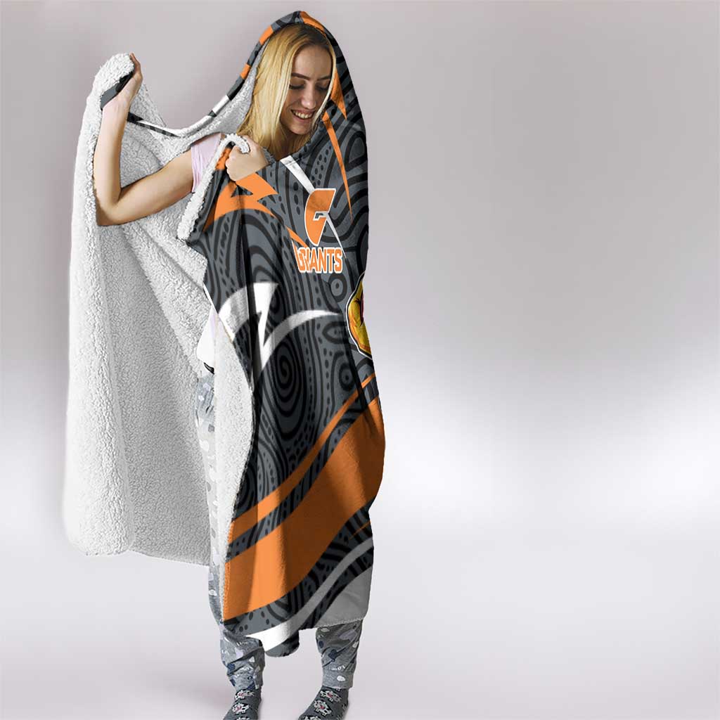 Greater Western Sydney Giants Australian Football Hooded Blanket Athletic Hero Mascot With Indigenous Pattern Art
