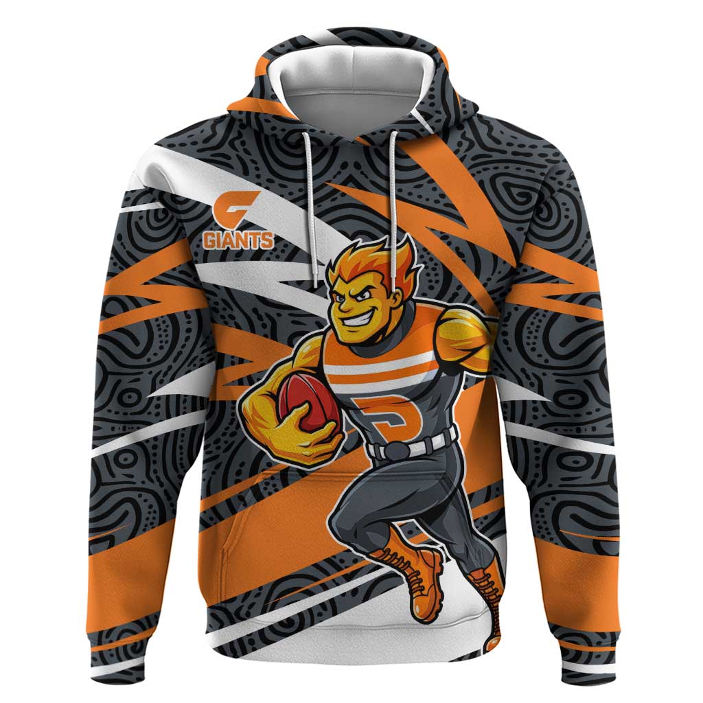 Greater Western Sydney Giants Australian Football Hoodie Athletic Hero Mascot With Indigenous Pattern Art