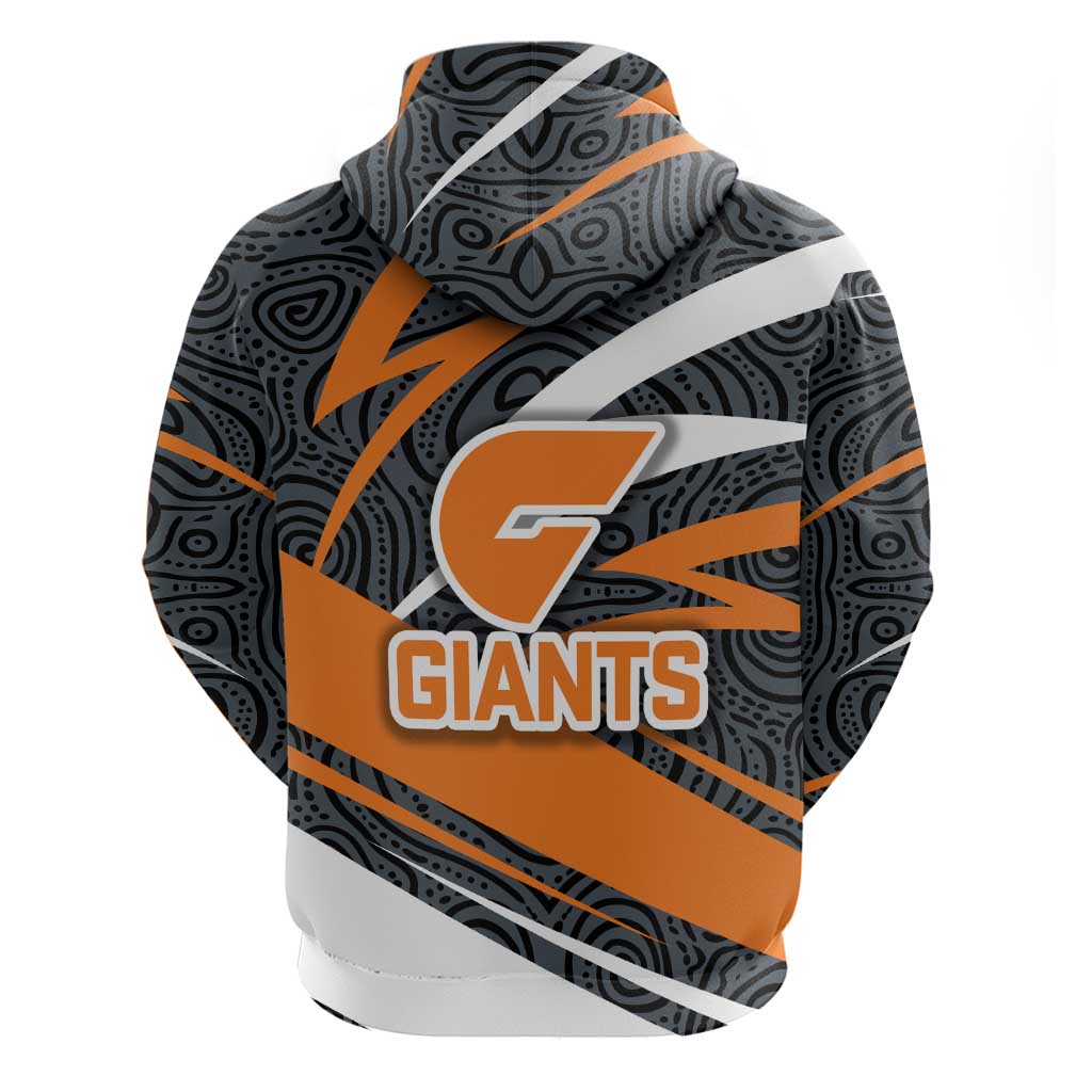 Greater Western Sydney Giants Australian Football Hoodie Athletic Hero Mascot With Indigenous Pattern Art