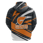 Greater Western Sydney Giants Australian Football Hoodie Athletic Hero Mascot With Indigenous Pattern Art