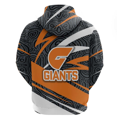 Greater Western Sydney Giants Australian Football Hoodie Athletic Hero Mascot With Indigenous Pattern Art