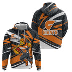 Greater Western Sydney Giants Australian Football Hoodie Athletic Hero Mascot With Indigenous Pattern Art