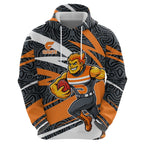 Greater Western Sydney Giants Australian Football Hoodie Athletic Hero Mascot With Indigenous Pattern Art