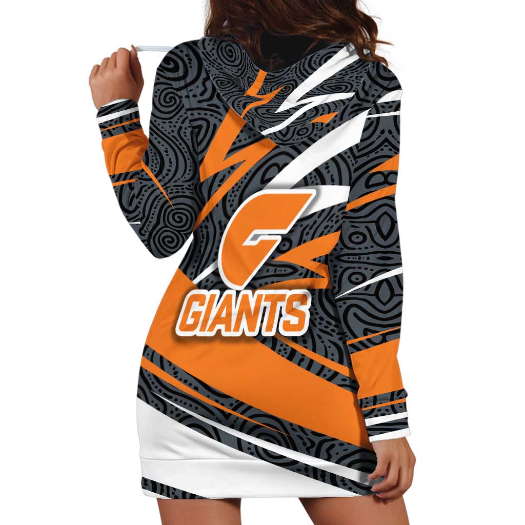 Greater Western Sydney Giants Australian Football Hoodie Dress Athletic Hero Mascot With Indigenous Pattern Art