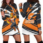 Greater Western Sydney Giants Australian Football Hoodie Dress Athletic Hero Mascot With Indigenous Pattern Art