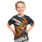 Greater Western Sydney Giants Australian Football Kid T Shirt Athletic Hero Mascot With Indigenous Pattern Art