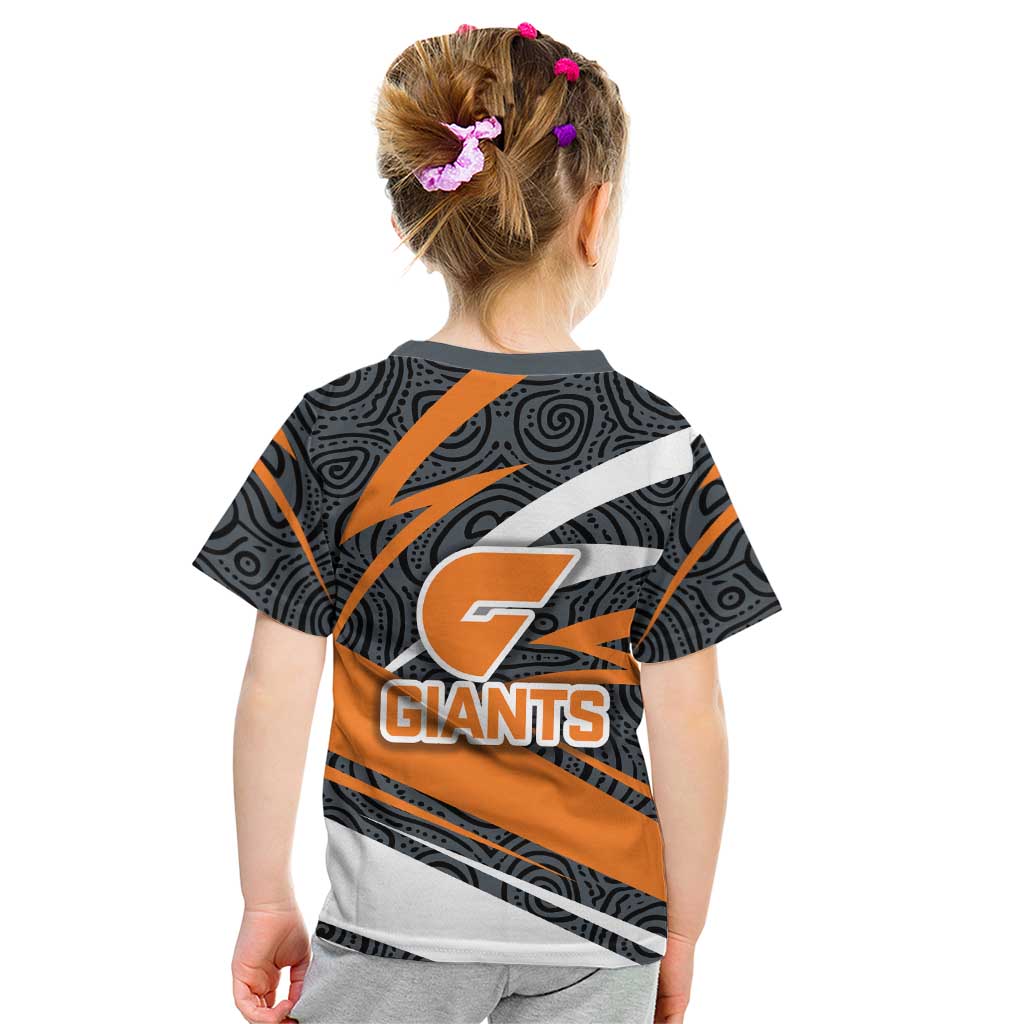 Greater Western Sydney Giants Australian Football Kid T Shirt Athletic Hero Mascot With Indigenous Pattern Art