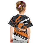 Greater Western Sydney Giants Australian Football Kid T Shirt Athletic Hero Mascot With Indigenous Pattern Art