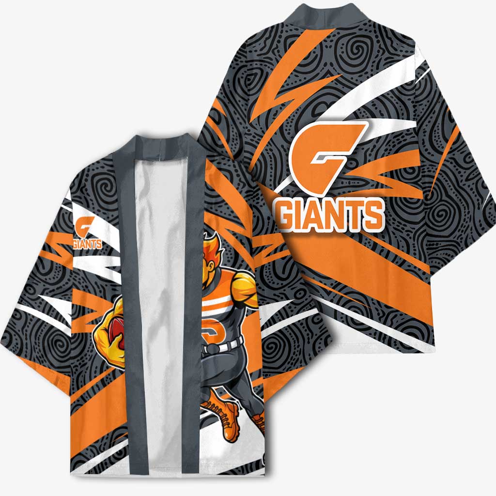 Greater Western Sydney Giants Australian Football Kimono Athletic Hero Mascot With Indigenous Pattern Art