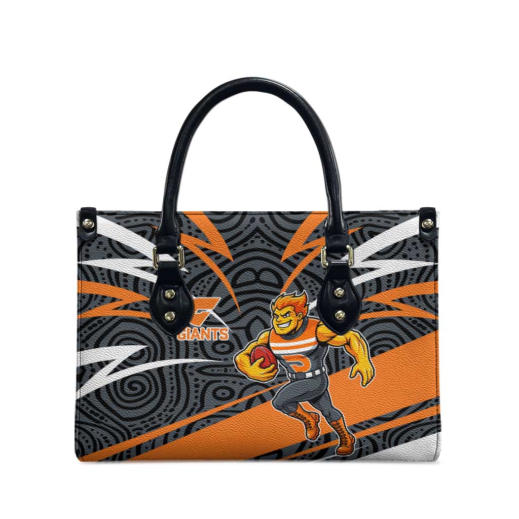 Greater Western Sydney Giants Australian Football Leather Bag Athletic Hero Mascot With Indigenous Pattern Art