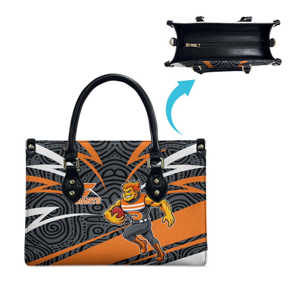 Greater Western Sydney Giants Australian Football Leather Bag Athletic Hero Mascot With Indigenous Pattern Art