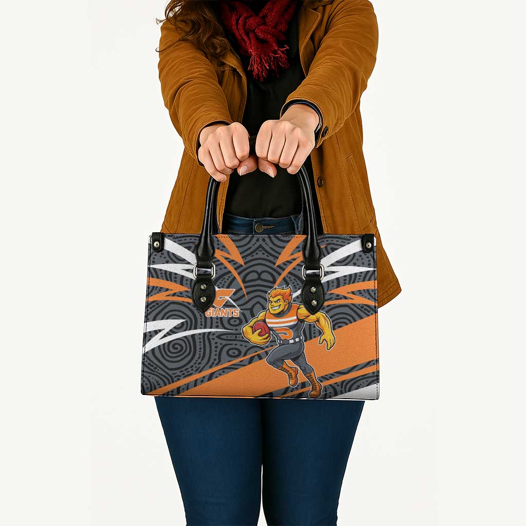 Greater Western Sydney Giants Australian Football Leather Bag Athletic Hero Mascot With Indigenous Pattern Art