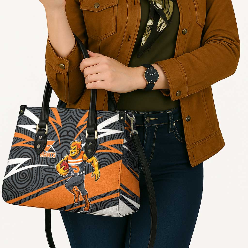 Greater Western Sydney Giants Australian Football Leather Bag Athletic Hero Mascot With Indigenous Pattern Art