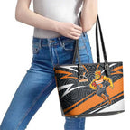 Greater Western Sydney Giants Australian Football Leather Tote Bag Athletic Hero Mascot With Indigenous Pattern Art