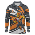 Greater Western Sydney Giants Australian Football Long Sleeve Polo Shirt Athletic Hero Mascot With Indigenous Pattern Art