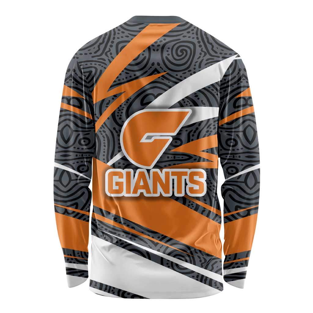 Greater Western Sydney Giants Australian Football Long Sleeve Shirt Athletic Hero Mascot With Indigenous Pattern Art
