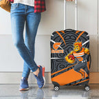 Greater Western Sydney Giants Australian Football Luggage Cover Athletic Hero Mascot With Indigenous Pattern Art