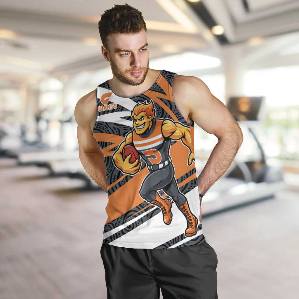Greater Western Sydney Giants Australian Football Men Tank Top Athletic Hero Mascot With Indigenous Pattern Art