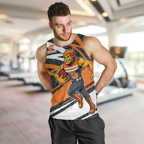 Greater Western Sydney Giants Australian Football Men Tank Top Athletic Hero Mascot With Indigenous Pattern Art