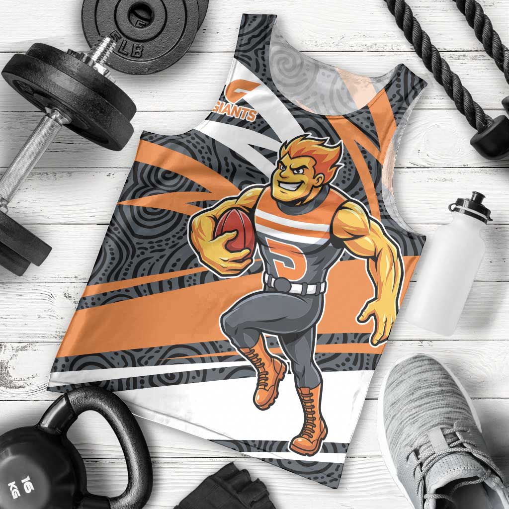 Greater Western Sydney Giants Australian Football Men Tank Top Athletic Hero Mascot With Indigenous Pattern Art