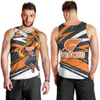 Greater Western Sydney Giants Australian Football Men Tank Top Athletic Hero Mascot With Indigenous Pattern Art