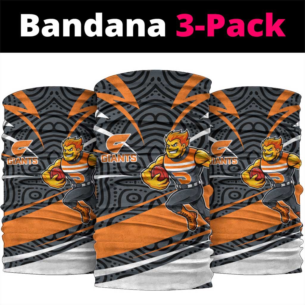 Greater Western Sydney Giants Australian Football Neck Gaiter Athletic Hero Mascot With Indigenous Pattern Art