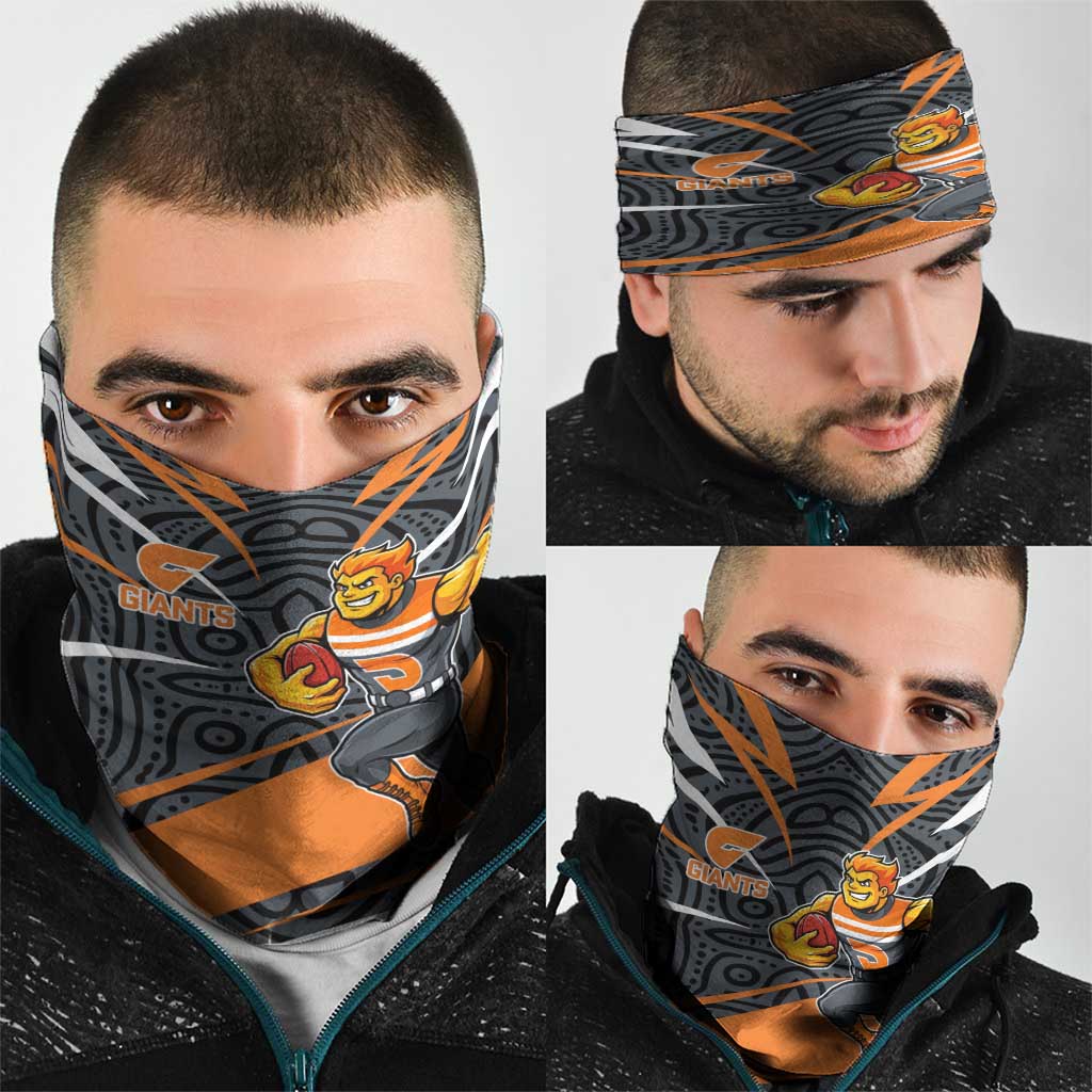 Greater Western Sydney Giants Australian Football Neck Gaiter Athletic Hero Mascot With Indigenous Pattern Art