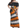 Greater Western Sydney Giants Australian Football Off Shoulder Maxi Dress Athletic Hero Mascot With Indigenous Pattern Art